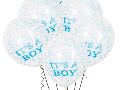 Latexballon Konfetti ca.30cmØ/6St. It's a Boy  Blau