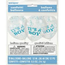 Latexballon Konfetti ca.30cmØ/6St. It's a Boy  Blau