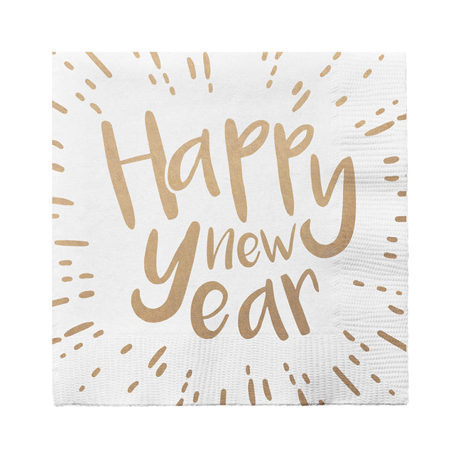 Silvester Papier Servietten "Happy New Year" | 20 Stück - 33 x 33 cm