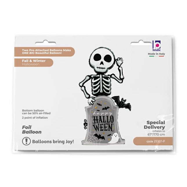 AirWalker Folienballon "Skelett Happy Halloween" | 170 cm