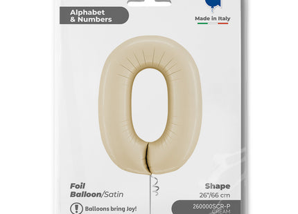 Riesenzahl Folienballon 26"/66cm | Satin Cream #0