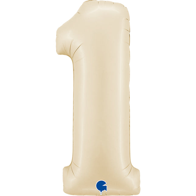 Riesenzahl Folienballon 26"/66cm | Satin Cream #1