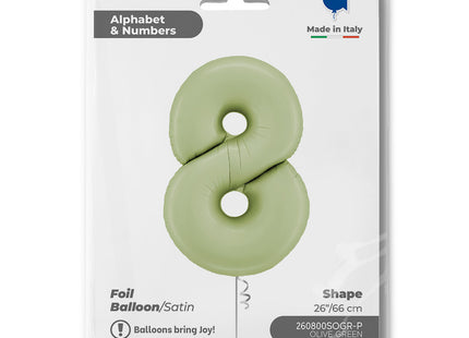 Riesenzahl Folienballon 26"/66cm | Satin Olive #8