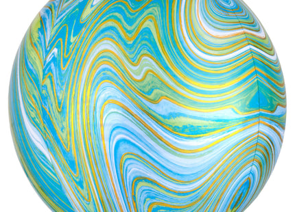 ABC 3D Orbz Folienballon "Marblez" Blau Grün | 38 x 40 cm