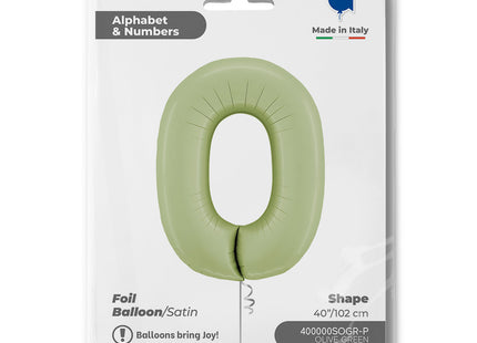 Riesenzahl Folienballon 40"/102cm | Satin Olive #0