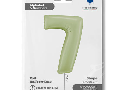 Riesenzahl Folienballon 40"/102cm | Satin Olive #7