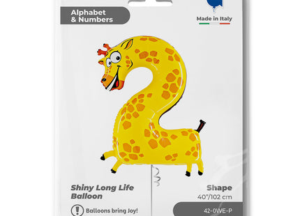 Riesenzahl Folienballon Animaloon - 40"/102cm #2 Giraffe