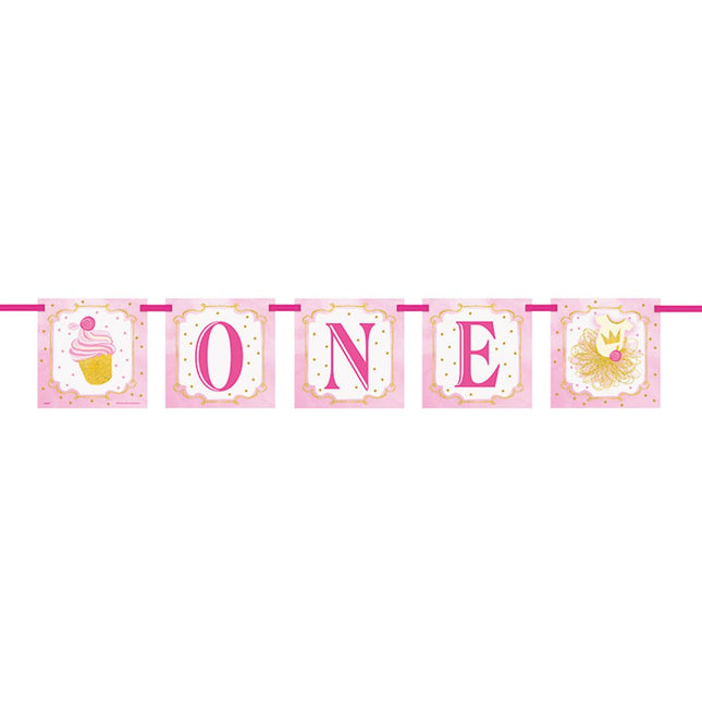 Banner Folie 1st Birthday Pink/Gold