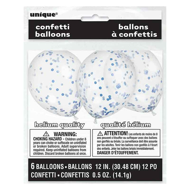 Latexballon Ø30cm Konfetti ca.30cmØ/6St. Blau