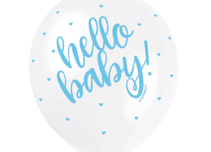 Latexballon Ø30cm Hello Baby 5Stk./30cmØ Blau