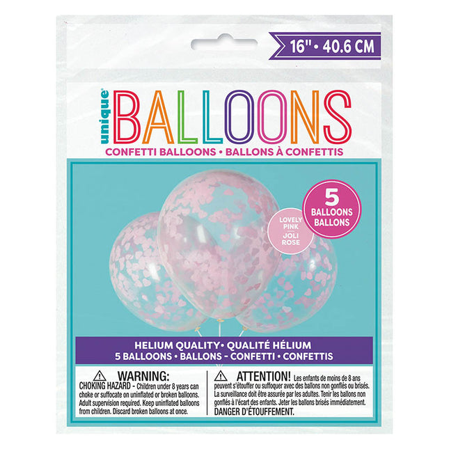 Latexballon Konfetti ca.40cmØ/5St. Rosa