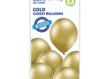 Latexballons Uni Glossy ca.30/33cmØ/8St. Gold