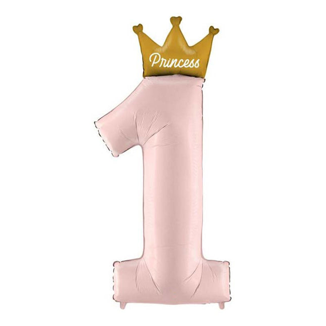 Riesenzahl Folienballon 46"/117cm | 1st Birthday Princess #1