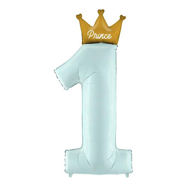 Riesenzahl Folienballon 46"/117cm | 1st Birthday Prince #1