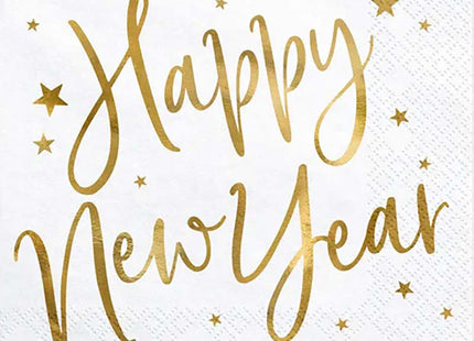 Servietten Happy New Year 20Stk/33x33cm Weiß