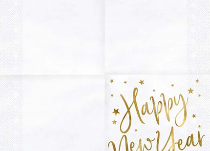 Servietten Happy New Year 20Stk/33x33cm Weiß