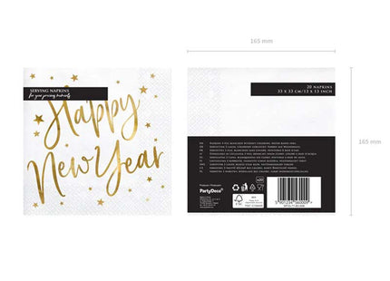 Servietten Happy New Year 20Stk/33x33cm Weiß