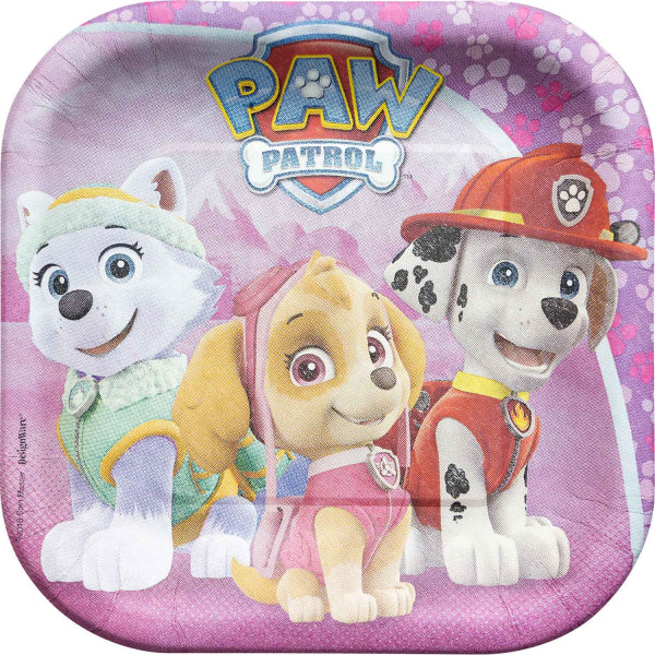 Pappteller Quadratisch 18cm/8St. Paw Patrol Pink