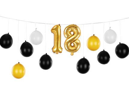 Ballongirlande 3in1 - Schwarz Gold 260 x 32 cm | 18. Geburtstag