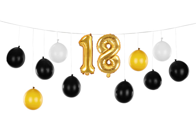 Ballongirlande 3in1 - Schwarz Gold 260 x 32 cm | 18. Geburtstag