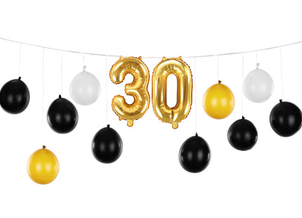 Ballongirlande 3in1 - Schwarz Gold 260 x 32 cm | 30. Geburtstag