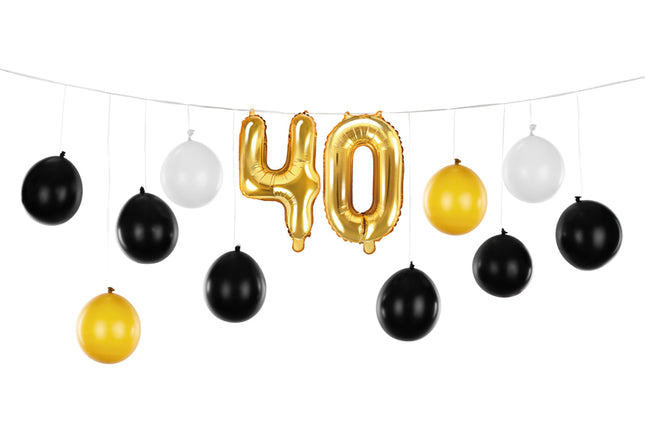 Ballongirlande 3in1 - Schwarz Gold 260 x 32 cm | 40. Geburtstag