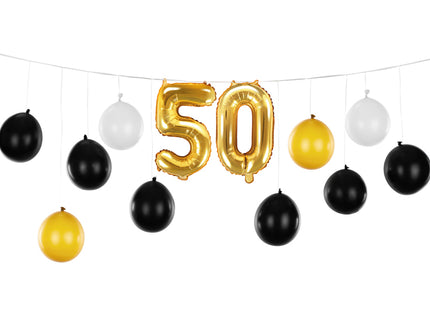 Ballongirlande 3in1 - Schwarz Gold 260 x 32 cm | 50. Geburtstag