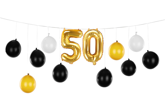 Ballongirlande 3in1 - Schwarz Gold 260 x 32 cm | 50. Geburtstag