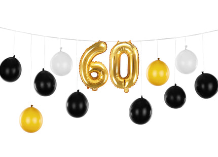 Ballongirlande 3in1 - Schwarz Gold 260 x 32 cm | 60. Geburtstag