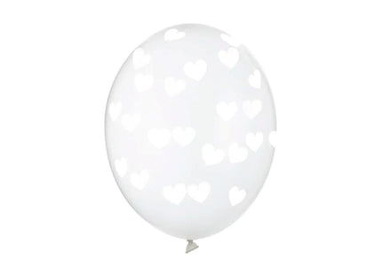 Latexballon Ø30cm " weiße Herzen" | 6 Stk. Crystal Clear