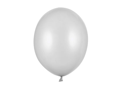 Latexballon Ø30cm "Uni Metallic" | 10 Stk. Silver White