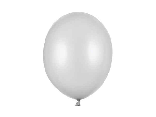 Latexballon Ø30cm "Uni Metallic" | 10 Stk. Silver White