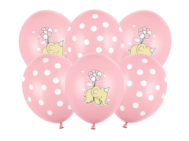 Latexballon Ø30cm "Elephant" | 6 Stk. P. Baby Pink