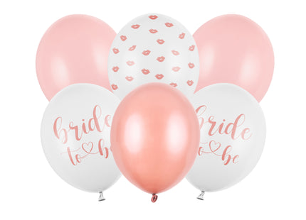 Latexballon Ø30cm "Bride to Be" | 6 Stk. - Weiß/Rosa