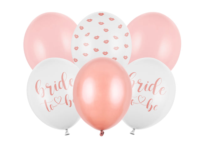 Latexballon Ø30cm "Bride to Be" | 6 Stk. - Weiß/Rosa