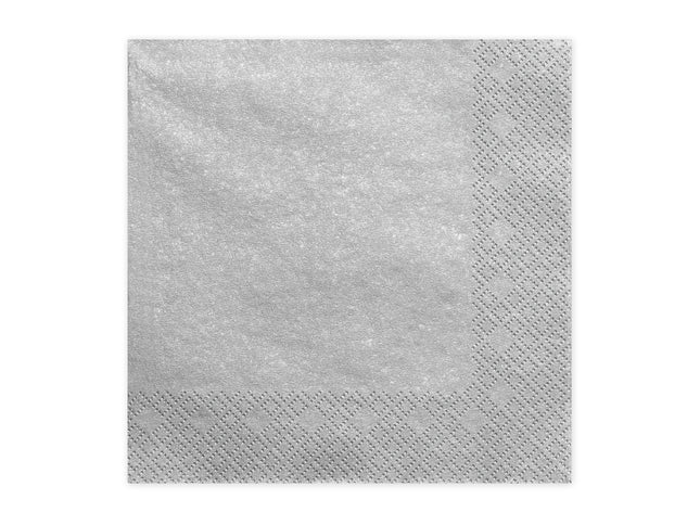 Servietten Uni 33x33 cm/ 20St. Silber-Metallic