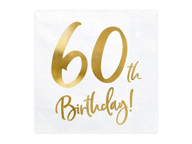 Servietten Birthday Gold 60th. 33x33cm/20St.