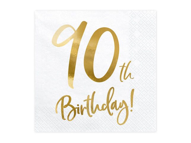 Servietten Birthday Gold 90th. 33x33cm/20St.