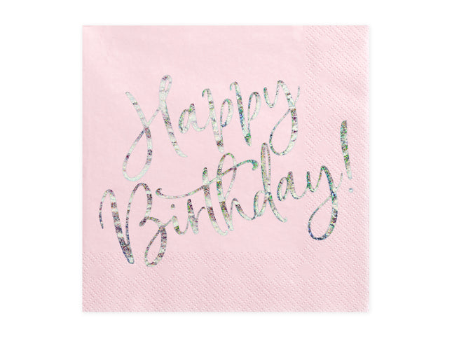 Servietten Happy Birthday 33x33cm/20St. Pink