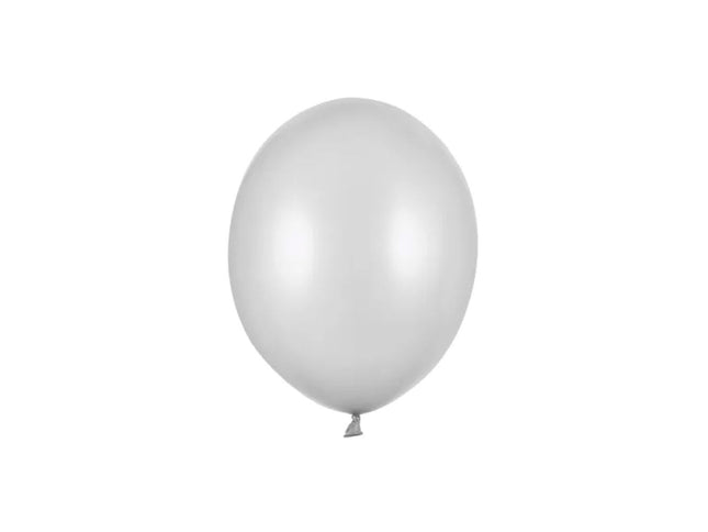 100 Latexballons "Uni Metallic" 12cm Ø | Silver Snow