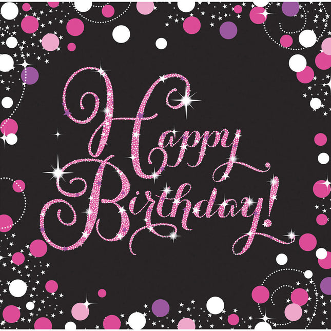 Amscan "Sparkling Celebration" 16 Servietten 33 x 33 cm - Schwarz Pink - 9901182 | Partydeko Geburts