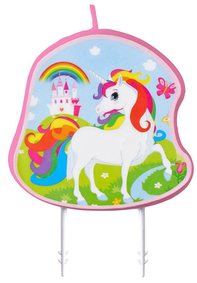 "Regenbogen Einhorn" Partydekoration - Geburtstagskerze 9 cm